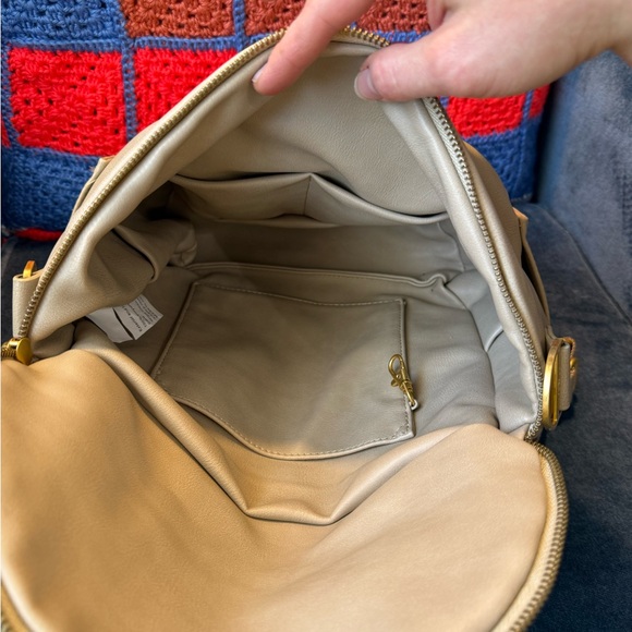 Fawn Design Mini Taupe Backpack with Gold Hardware - Picture 3 of 5